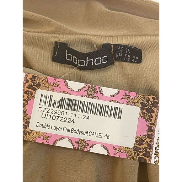 Boohoo women’s lot bundle tall square neck rib bodysuit and double layer frill b - Picture 12 of 14